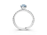 Silver Fancy Blue Pear Cut Diamond Pavé Solitaire Ring with Round Band and Prong Setting_3