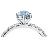 Silver Fancy Blue Pear Cut Diamond Pavé Solitaire Ring with Round Band and Prong Setting_4