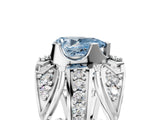 Silver Fancy Blue Pear Cut Diamond Pave Art Deco Split Shank Ring with Four-Prong Setting_11