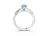 Silver Fancy Blue Pear  Cut Diamond Ring with Baguette Side Stones, Channel Set Band, and Four-Prong Setting_27