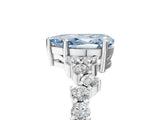 Silver Fancy Blue Pear Cut Diamond Scattered Round Accent Ring with Prong Setting_5