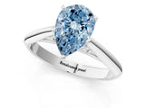 Silver Fancy Blue Pear Cut Diamond Solitaire Engagement Ring with Cathedral Setting and Four-Prong Mount_1