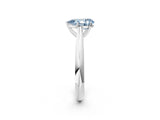 Silver Fancy Blue Pear Cut Diamond Solitaire Engagement Ring with Cathedral Setting and Four-Prong Mount_2