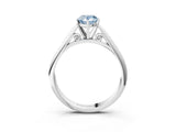 Silver Fancy Blue Pear Cut Diamond Solitaire Engagement Ring with Cathedral Setting and Four-Prong Mount_3