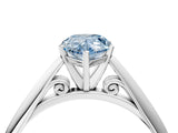 Silver Fancy Blue Pear Cut Diamond Solitaire Engagement Ring with Cathedral Setting and Four-Prong Mount_4