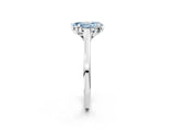 Silver Fancy Blue Pear Cut Diamond Solitaire Ring with Flower Prong Setting and Classic Band_2