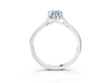Silver Fancy Blue Pear Cut Diamond Solitaire Ring with Flower Prong Setting and Classic Band_3