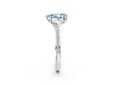 Silver Fancy Blue Pear Cut Diamond Solitaire Ring with Pavé Band and Prong Setting_14