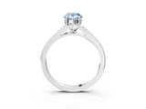 Silver Fancy Blue Pear Cut Diamond Solitaire Ring with Pavé Band and Prong Setting_15