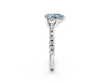 Silver Fancy Blue Pear Cut Diamond Solitaire Ring with Round  Pavé Band and Four-Prong Setting_50