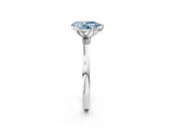 Silver Fancy Blue Pear Cut Diamond Solitaire Ring with Thin Band and Prong Setting_2