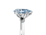 Silver Fancy Blue Pear Cut Diamond Solitaire Ring with Thin Band and Prong Setting_5