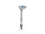 Silver Fancy Blue Pear  Cut Diamond Solitaire with Pave Band and Four-Prong Setting 2