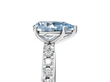 Silver Fancy Blue Pear  Cut Diamond Solitaire with Pave Band and Four-Prong Setting 5