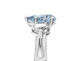 Silver Fancy Blue Pear Cut Diamond Three-Stone Ring with Prong Setting and Pavé Band_11