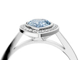 Silver Fancy Blue Pear Cut Halo Bezel Diamond Pave Band Ring_10