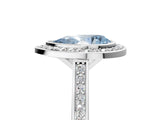 Silver Fancy Blue Pear Cut Halo Bezel Diamond Pave Band Ring_11