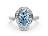 Silver Fancy Blue Pear Cut Halo Bezel Diamond Pave Band Ring_6