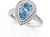 Silver Fancy Blue Pear Cut Halo Bezel Diamond Pave Band Ring_7