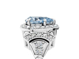 Silver Fancy Blue Pear Cut Halo Diamond Split Shank Engagement Ring with Four-Prong Setting_11