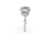 Silver Fancy Blue Pear Cut Halo Diamond Split Shank Engagement Ring with Four-Prong Setting_8