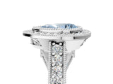 Silver Fancy Blue Pear Cut Halo Diamond Split Shank Pave Ring_11