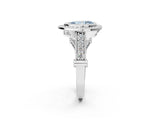 Silver Fancy Blue Pear Cut Halo Diamond Split Shank Pave Ring_8