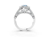 Silver Fancy Blue Pear Cut Halo Diamond Split Shank Pave Ring_9