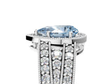 Silver Fancy Blue Pear Cut Halo Diamond Split Shank Ring with Prong Setting_11