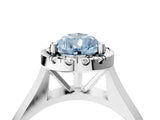 Silver Fancy Blue Pear  Cut Halo Solitaire Engagement Ring with Square Band and Four-Prong Setting_16