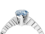 Silver Fancy Blue Pear Cut Solitaire Diamond Ring with Infinity Twist Band and Four-Prong Setting_10