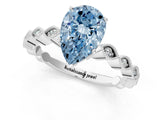Silver Fancy Blue Pear Cut Solitaire Diamond Ring with Infinity Twist Band and Four-Prong Setting_7