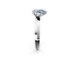 Silver Fancy Blue Pear  Cut Solitaire Engagement Ring with Flat Band and Four-Prong Setting 2