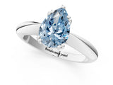 Silver Fancy Blue Pear  Cut Solitaire Engagement Ring with Tapered Band and Four-Prong Setting 2