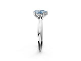 Silver Fancy Blue Pear  Cut Solitaire Engagement Ring with Tapered Band and Four-Prong Setting 3