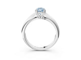 Silver Fancy Blue Pear  Cut Solitaire Engagement Ring with Tapered Band and Four-Prong Setting 4