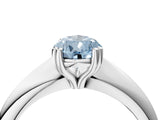 Silver Fancy Blue Pear  Cut Solitaire Engagement Ring with Tapered Band and Four-Prong Setting 5