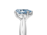 Silver Fancy Blue Pear  Cut Solitaire Engagement Ring with Tapered Band and Four-Prong Setting