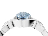 Silver Fancy Blue Pear Cut Solitaire Intertwined Band Prong Setting Ring_10