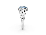 Silver Fancy Blue Pear Cut Solitaire Intertwined Band Prong Setting Ring_8