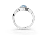 Silver Fancy Blue Pear Cut Solitaire Intertwined Band Prong Setting Ring_9