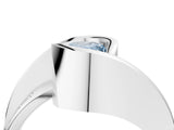 Silver Fancy Blue Pear Cut Solitaire Tension-Set Diamond Split Shank Ring_10