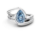 Silver Fancy Blue Pear Cut Solitaire Tension-Set Diamond Split Shank Ring_6