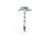 Silver Fancy Blue Pear  Halo Diamond Engagement Ring with Twisted Band and Four-Prong Setting 3