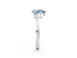 Silver Fancy Blue Pear  Solitaire Diamond Ring with Split Shank and Four-Prong Setting_14