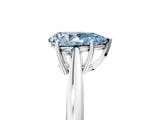 Silver Fancy Blue Pear  Solitaire Diamond Ring with Split Shank and Four-Prong Setting_17