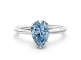 Silver Fancy Blue Pear  Solitaire Diamond Ring with a Classic Band and Four-Prong Setting 1