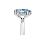 Silver Fancy Blue Pear  Solitaire Diamond Ring with a Classic Band and Four-Prong Setting