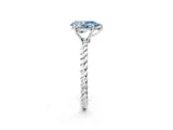 Silver Fancy Blue Pear  Solitaire Twist Band Ring with Four-Prong Setting_2
