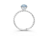 Silver Fancy Blue Pear  Solitaire Twist Band Ring with Four-Prong Setting_3